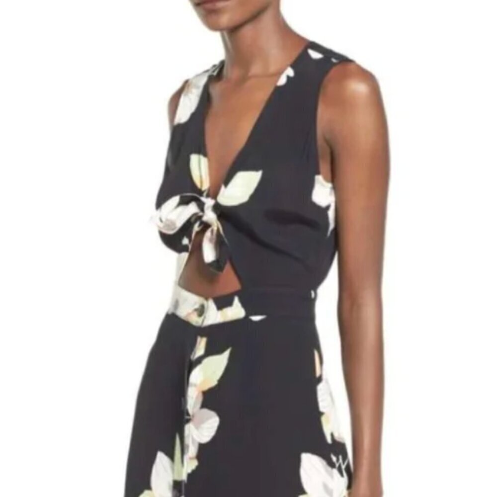 Leith Small Floral Tie Front Flowy Midi Dress​​​​
